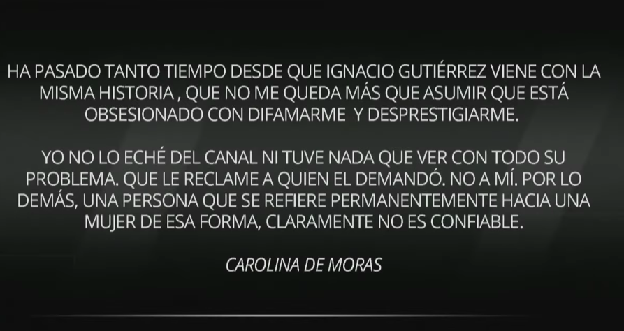 Carolina De Moras respondió a Nacho Gutiérrez