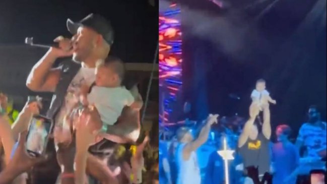 Flo Rida terminó cantando con un bebé arriba del escenario