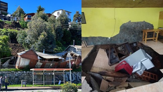 Tomé: Derrumbe y socavón tras las lluvias