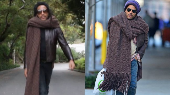 Lenny Kravitz recreó su foto viral con bufanda para debutar en Tiktok