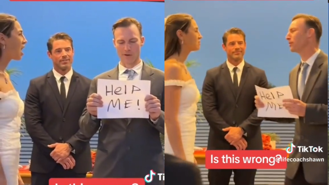 Critican a novio tras hacer cruel broma en plena boda: “¡Ayúdenme!”