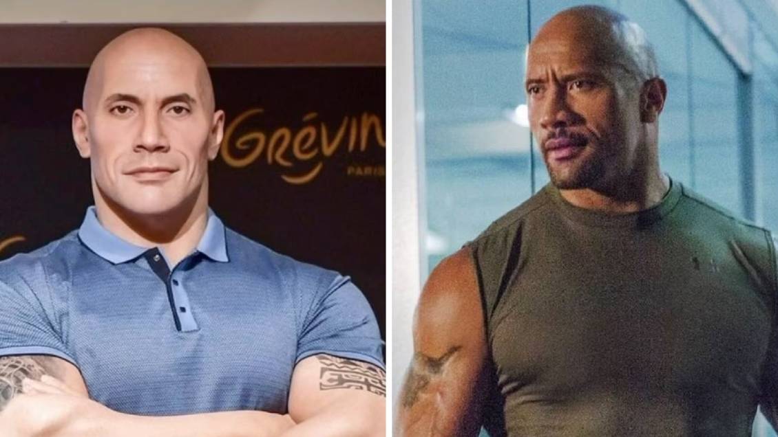Dwayne Johnson molesto por color de piel de estatua de cera de Francia
