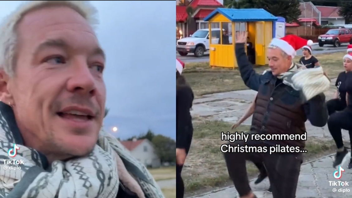 Diplo hizo sorpresiva visita a Chile: practicó pilates con vecinas en Punta Arenas