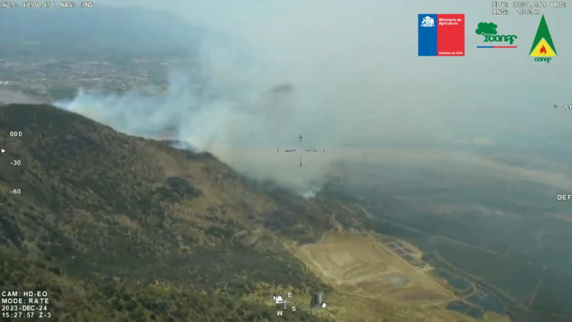 Senapred declaró alerta amarilla para Requínoa por incendio forestal