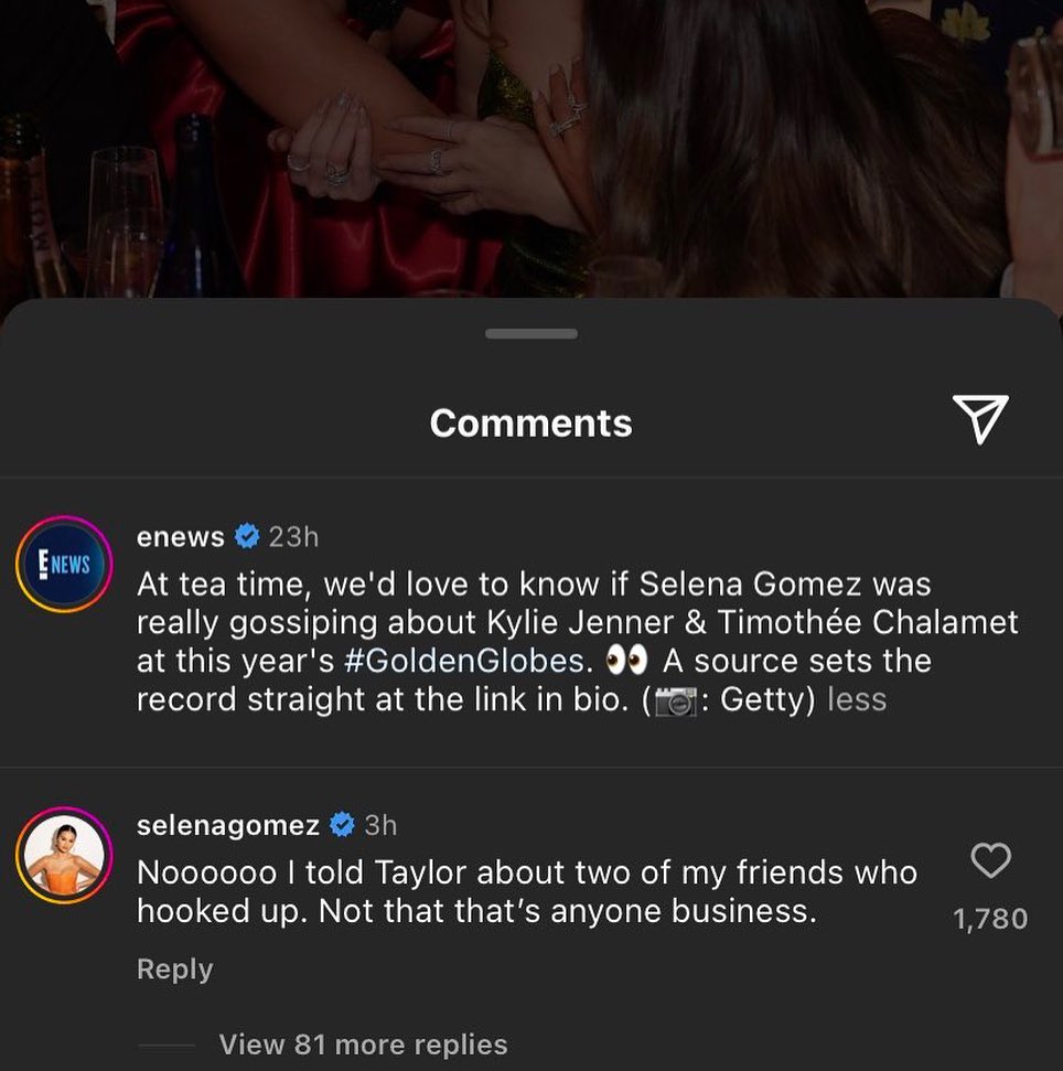 Selena Gomez reveló de qué hablaba con sus amigas en los Globos de Oro