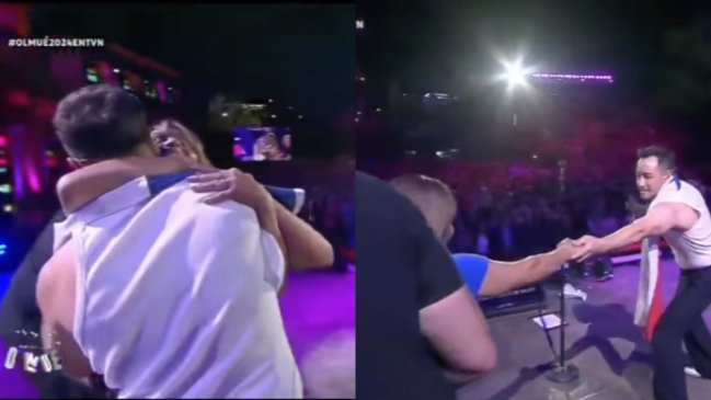 Eufórica fanática invadió el escenario en show de Luciano Pereyra en Olmué 2024