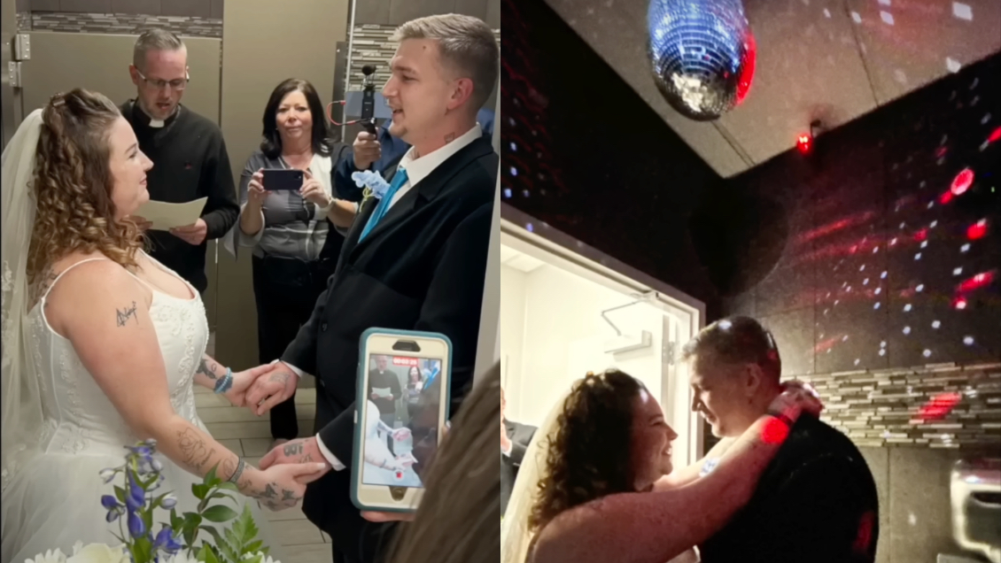 Pareja se casó en el baño de la estación de servicios donde la novia trabaja