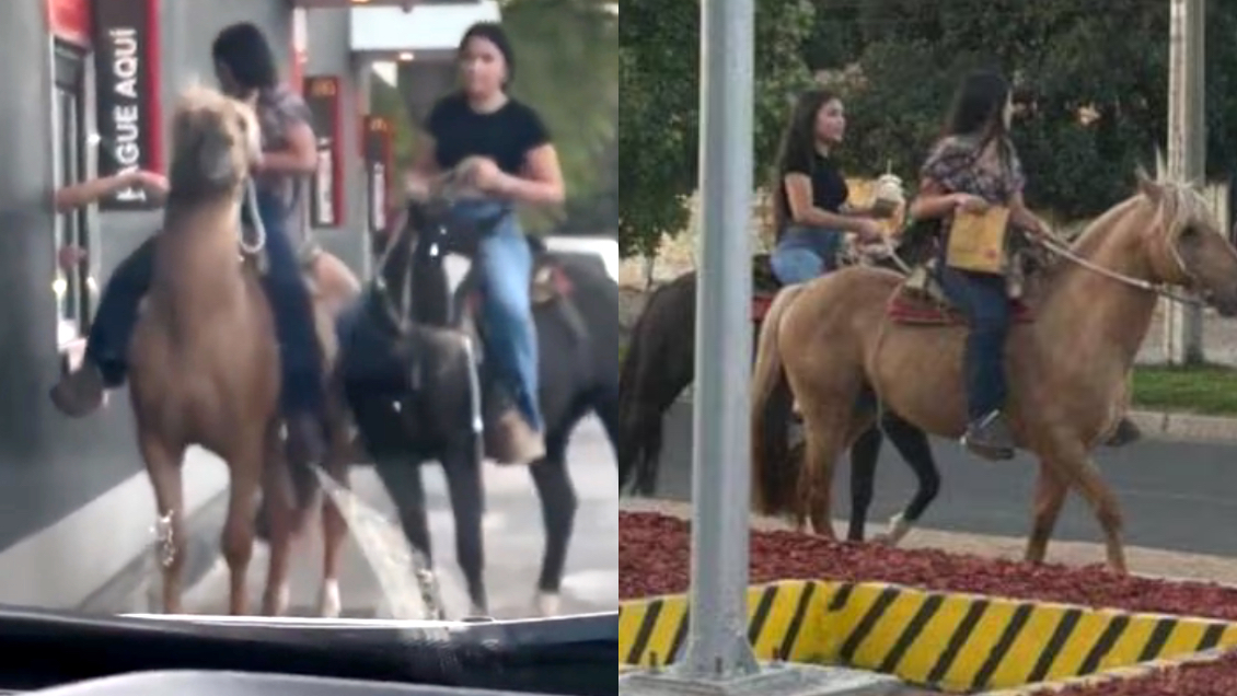 Talca: Jóvenes compraron en un Automac montadas a caballo