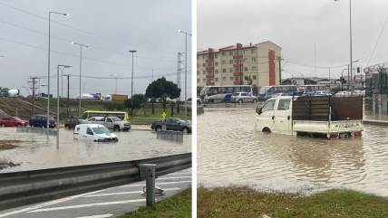   Calles inundadas y autos atrapados: Intenso sistema frontal en Biobío 