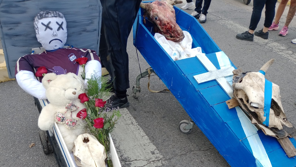 Ataúdes y cráneos: Hinchas de Aldosivi encendieron la previa del clásico ante Alvarado