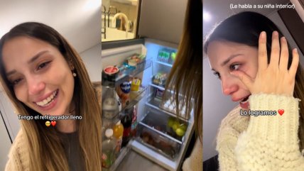  Joven rompió en llanto al llenar su refrigerador y se hizo viral: 