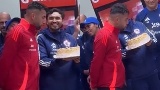   ¡Con torta! La Roja celebró cumpleaños de Isla tras goleada a Paraguay 