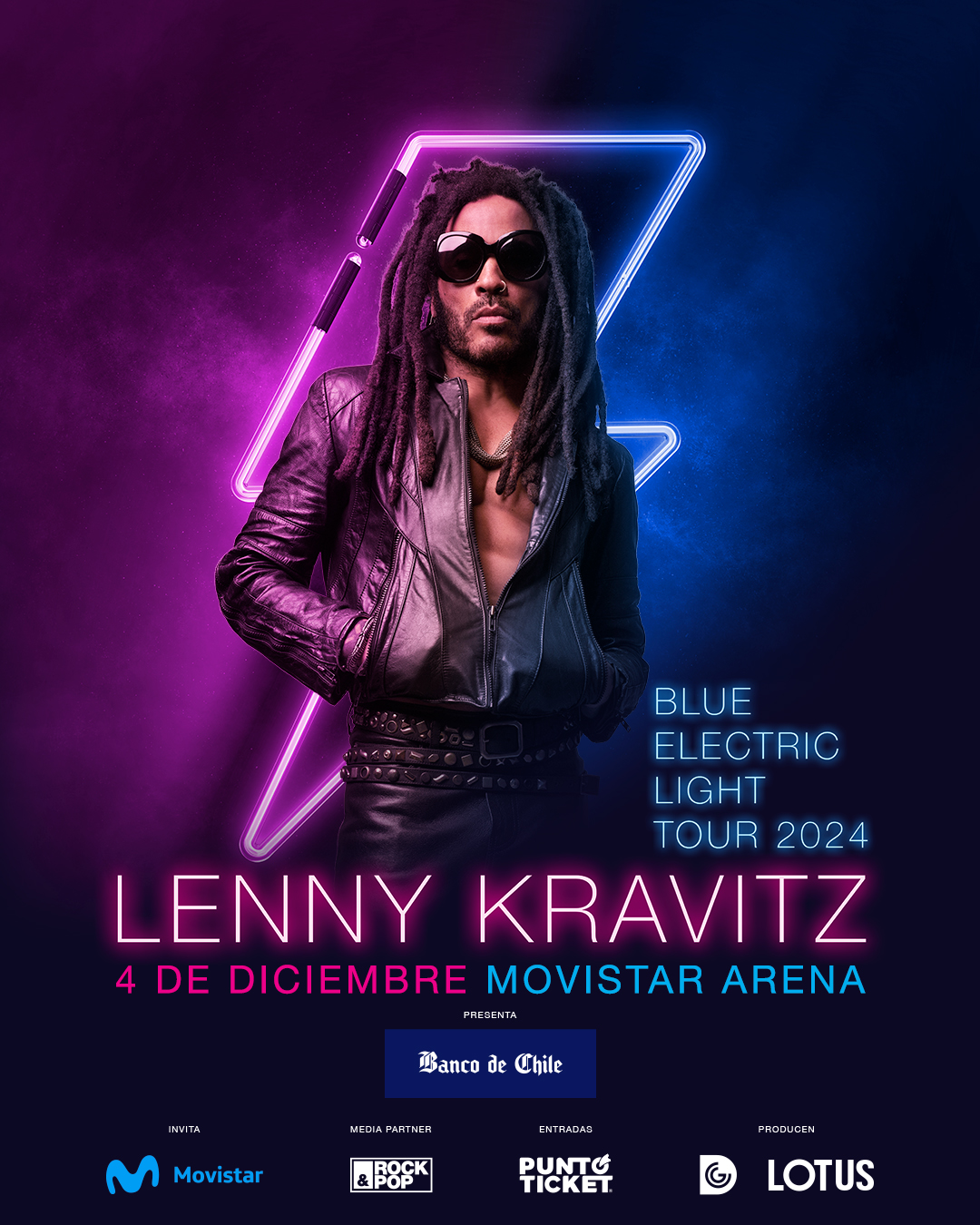 afiche de Lenny Kravitz en Chile este 2024