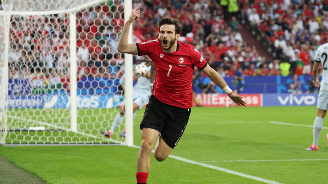 [VIDEO] Georgia sorprendió a Portugal al minuto de juego con gol de Kvaratskhelia