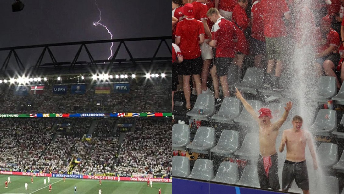 [VIDEO] ¡Rayos y granizo! La tormenta que interrumpió el duelo de Alemania y Dinamarca