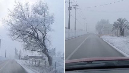   La nieve cubrió la comuna de Teno, en la Región del Maule 