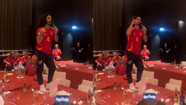   [VIDEO] La viral canción de Cucurella en los festejos de España por la Eurocopa 