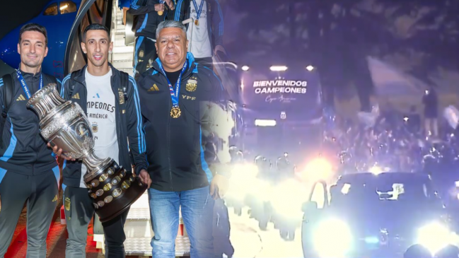  El plantel de Argentina aterrizó en Ezeiza y recibió una masiva bienvenida de los hinchas 