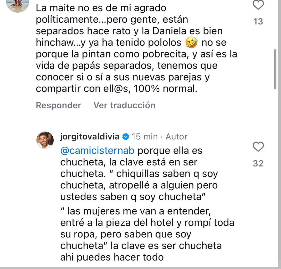 Jorge Valdivia arremetió contra Daniela Aránguiz