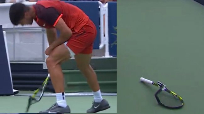 Minuto de ira: Carlos Alcaraz destrozó su raqueta en Cincinnati