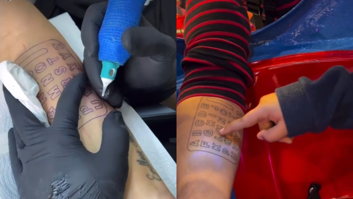 Padres se tatuaron el abecedario en sus brazos para comunicarse con su hijo con TEA