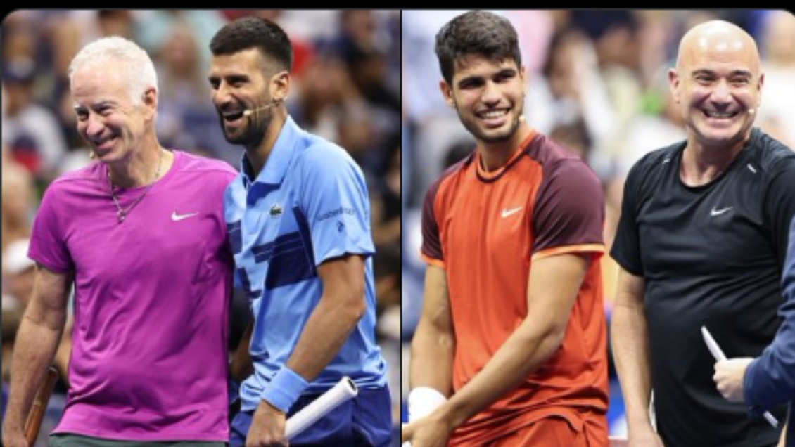 [VIDEO] Djokovic y McEnroe vencieron a Alcaraz y Agassi en exhibición previa al US Open