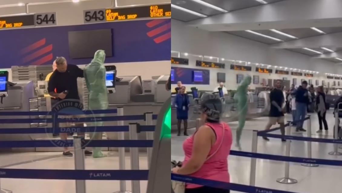 Hombre intentó viajar como equipaje envuelto en cinta adhesiva en vuelo de Latam
