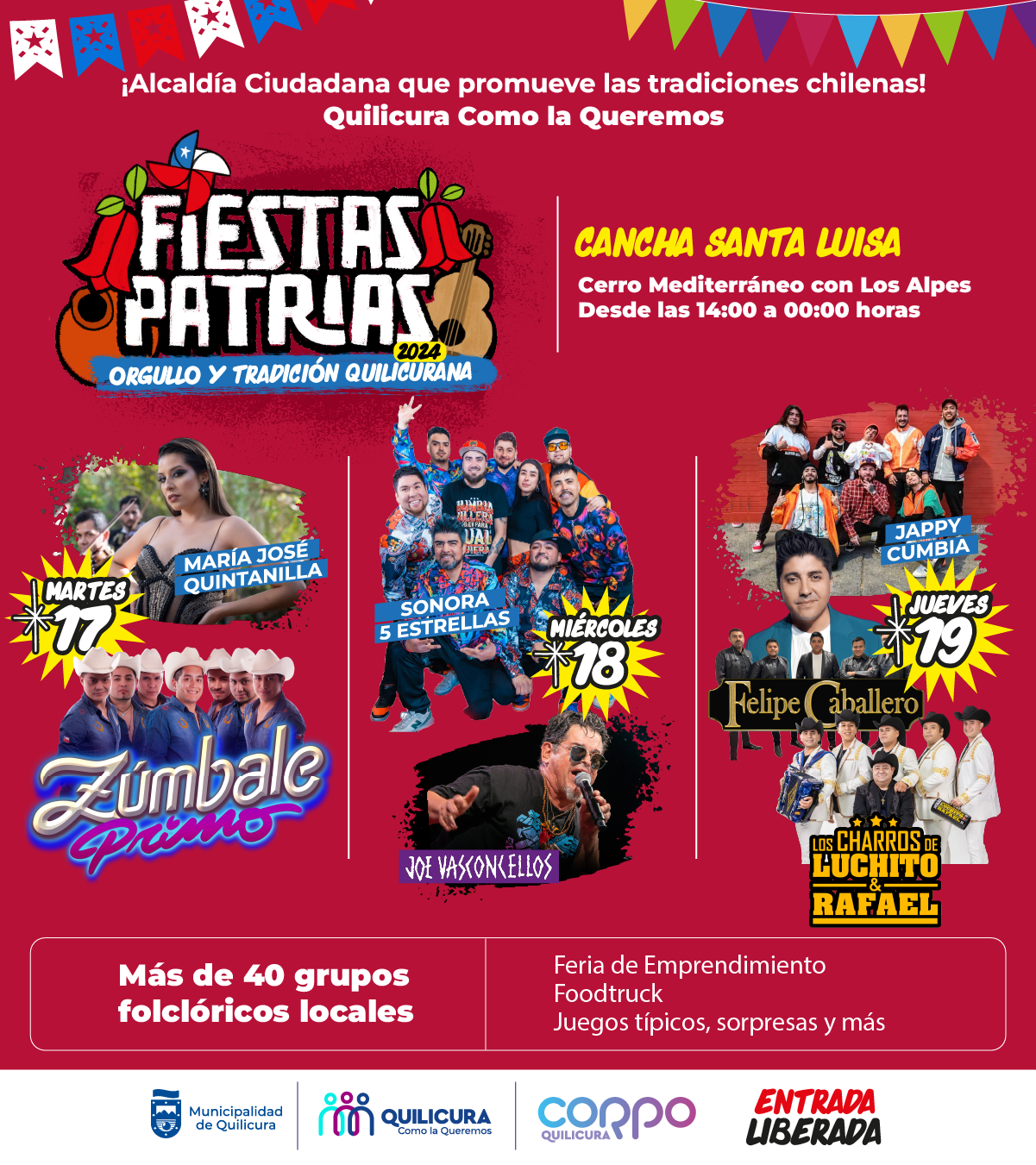 Quilicura celebrará Fiestas Patrias con show gratuito