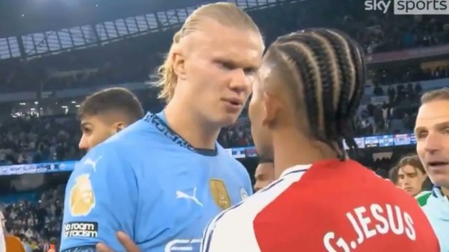 Haaland tuvo duro encontronazo con Gabriel Jesús tras empate del City y Arsenal