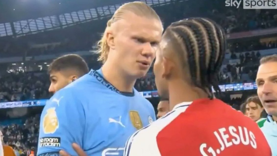 Haaland tuvo duro encontronazo con Gabriel Jesús tras empate del City y Arsenal