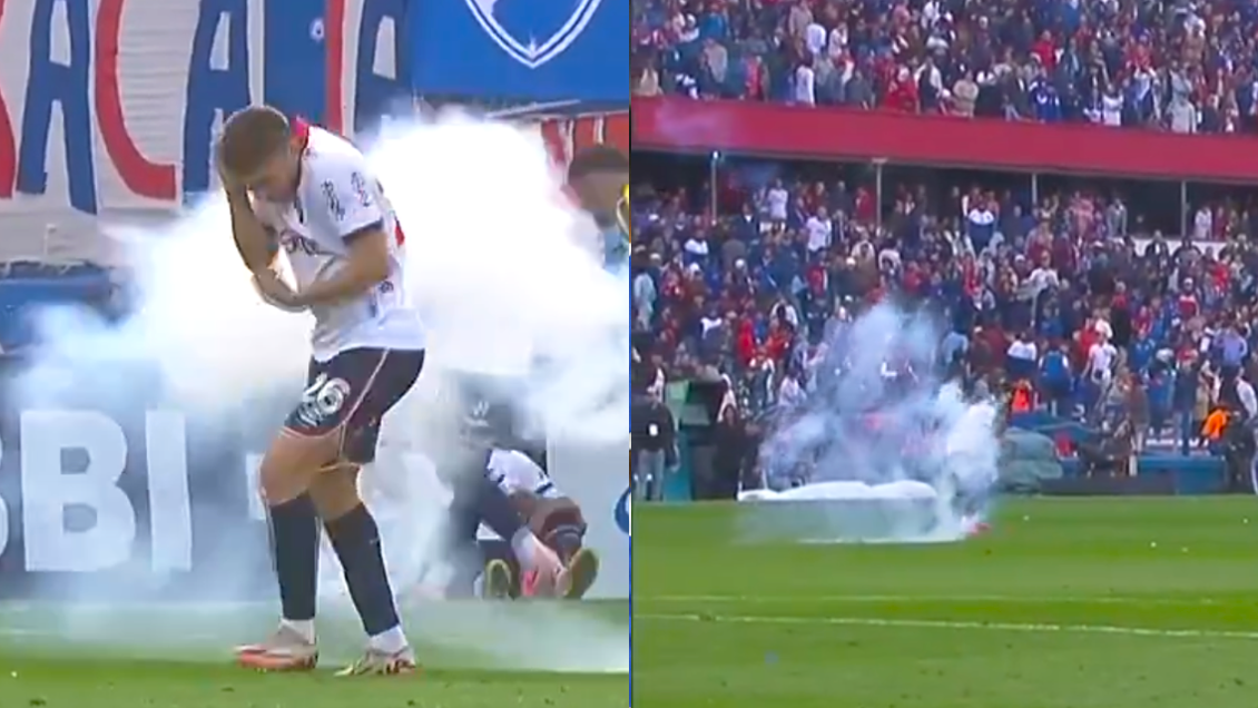 [VIDEO] Futbolistas de Nacional se vieron afectados con petardos durante el clásico ante Peñarol