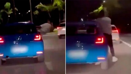   Imprudente conductor realiza zigzag con el copiloto sentado en la ventanilla 