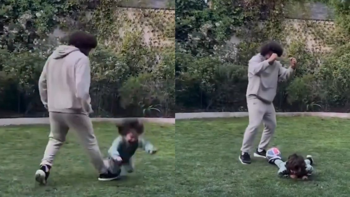 Con festejo incluido: Maxi Falcón no dudó y le quitó con todo la pelota a su hijo