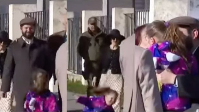 Niña tuvo accidentado encuentro con el Presidente Boric: cayó al acercarse a saludar