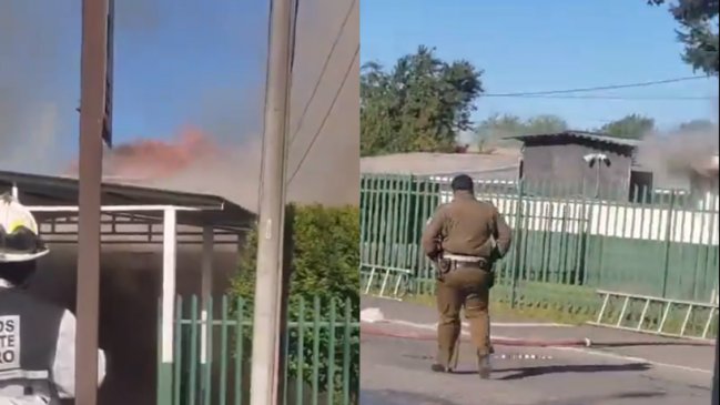 Incendio afecta a subcomisaria de Carabineros en Cabrero