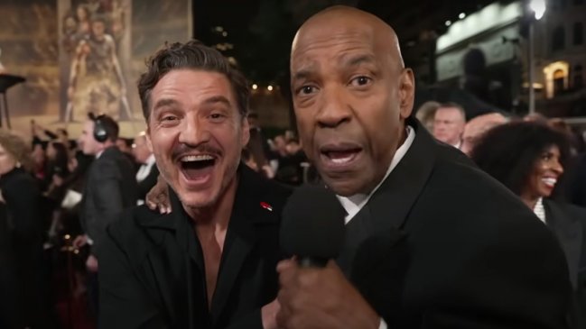 El cariñoso encuentro de Pedro Pascal y Denzel Washington en la premiere de 