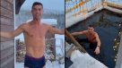 Cristiano Ronaldo desafió el frío con un piscinazo en Finlandia