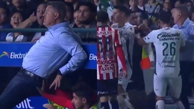 [VIDEO] DT de Chivas lanzó artera patada a James Rodríguez, pero impactó al árbitro