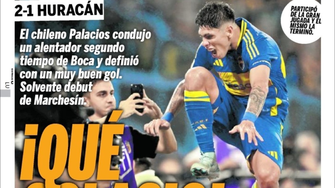 Carlos Palacios se ganó los elogios de la prensa argentina y fue portada de Olé