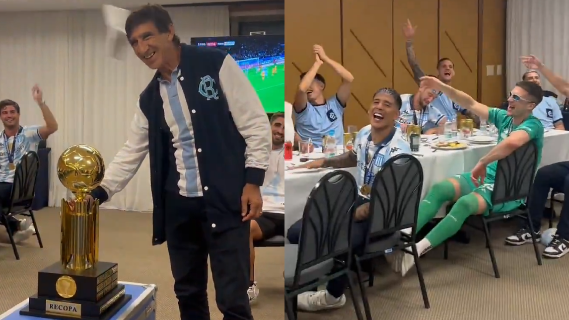 [VIDEO] Con canción de cumpleaños para Costas: El festejo de Racing por la Recopa