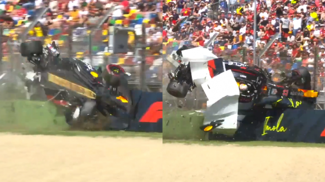 [VIDEO] Yuki Tsunoda sufrió un impactante accidente en la qualy de Emilia Romagna