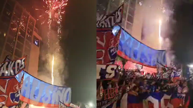 La U tuvo un banderazo con pirotecnia en Brasil antes de enfrentar a Botafogo