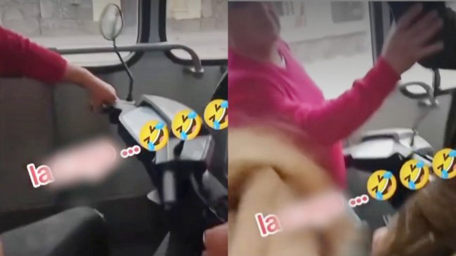 Hombre subió su moto a una micro llena de pasajeros