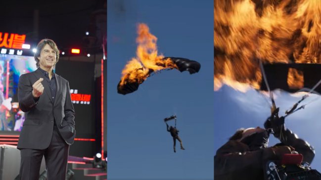 Tom Cruise bate récord Guinness tras saltar 16 veces en paracaídas en llamas