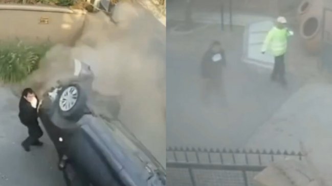 Hombre esquivó por centímetros el impacto de un auto en San Felipe