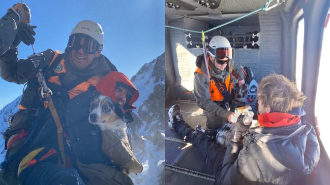 Carabineros rescató en alta montaña a un hombre y a su perrito