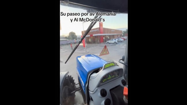 Con estilo: temuquense fue a un McDonald's en tractor
