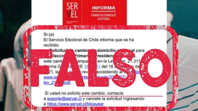Supuesto correo del Servel para cambiar de domicilio es una estafa