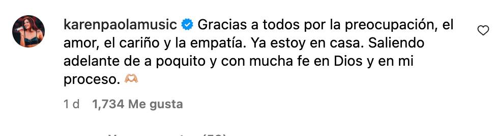 Karen Paola reapareció en redes tras ser internada en centro de salud Karen Paola reapareció en redes tras ser internada en centro de salud