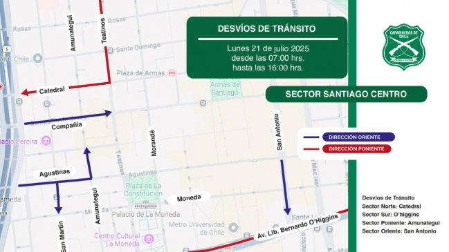 Santiago tendrá cortes de tránsito por cumbre internacional 